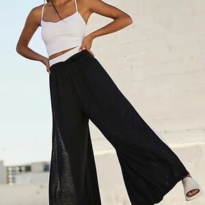 Free People FP Movement Hot Shot Slit Black Wide-Leg Pants XS NWOT
